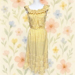 Max Studio Yellow Checkered Midi Dress